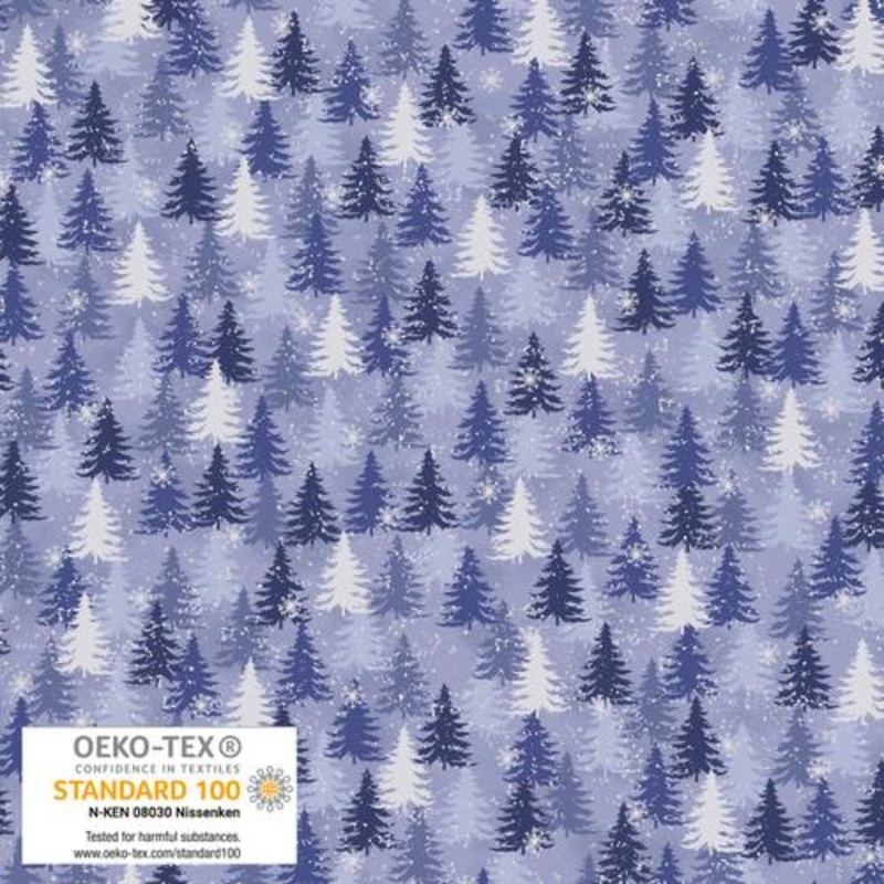 We Love Christmas Trees Metallic Blue