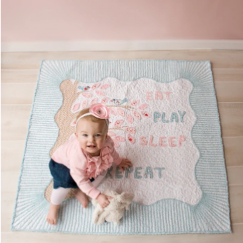 Eat, Play, Sleep, Repeat Pattern 43″x43″ By Chenille It