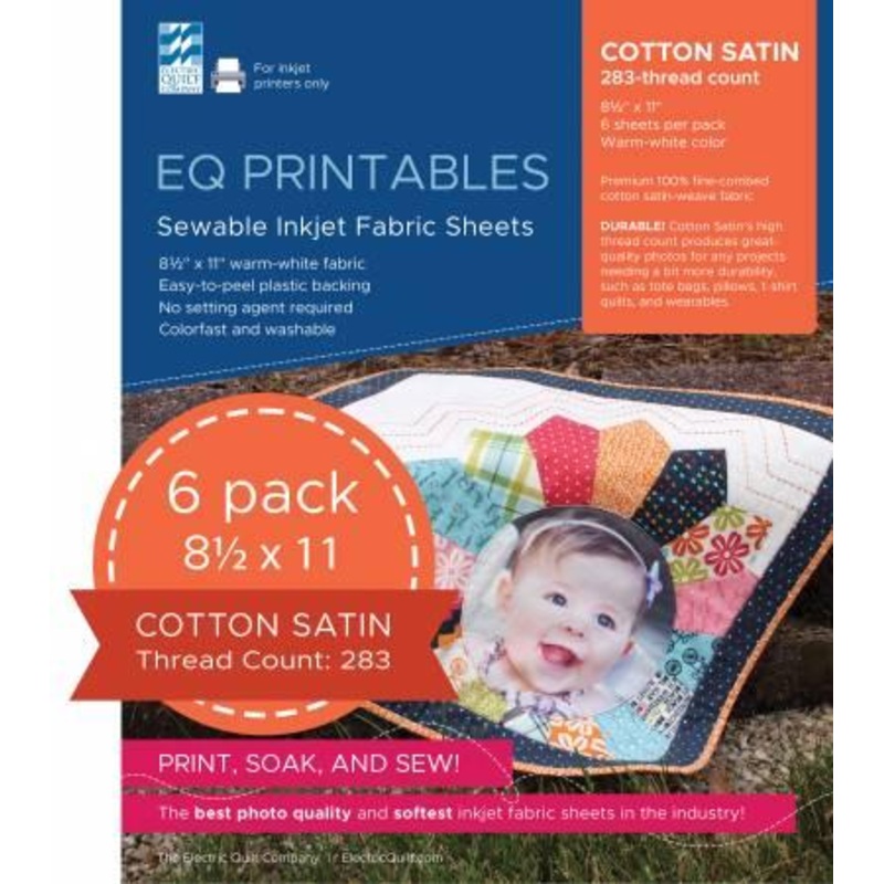 EQ Printables Cotton Satin Sewable Inkjet Fabric Sheets 238ct