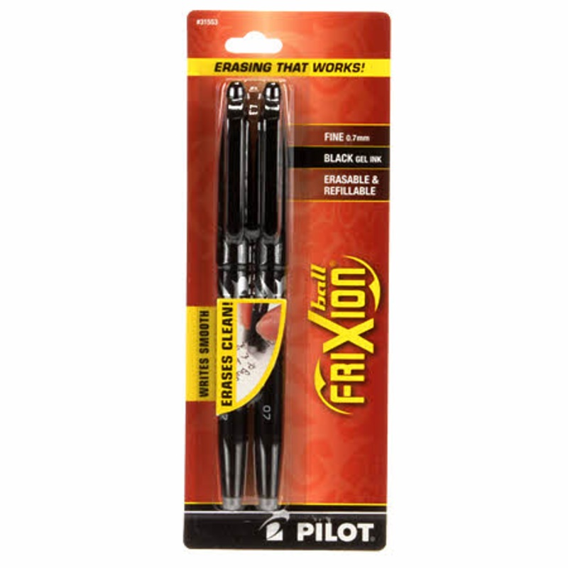 Frixion Pen Black 2 Pack Fine Point .7mm Heat Erase