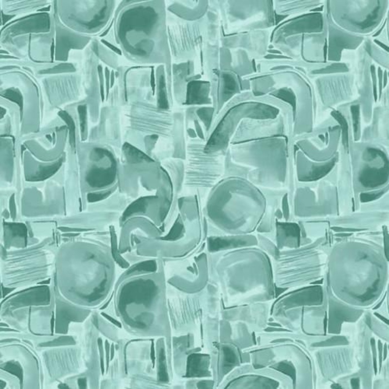 118″ Wide Spectral Abstract Shapes Aqua Green