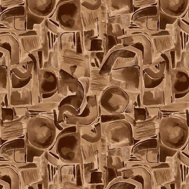 118″ Wide Spectral Abstract Shapes Cocoa Brown