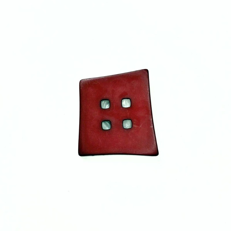 Dill Plastic Abstract Square Dark Red Button