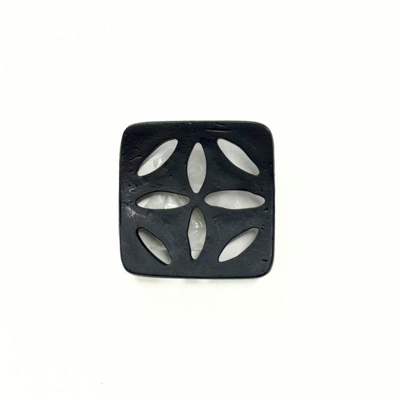 Dill Plastic Square Black Cutout Button