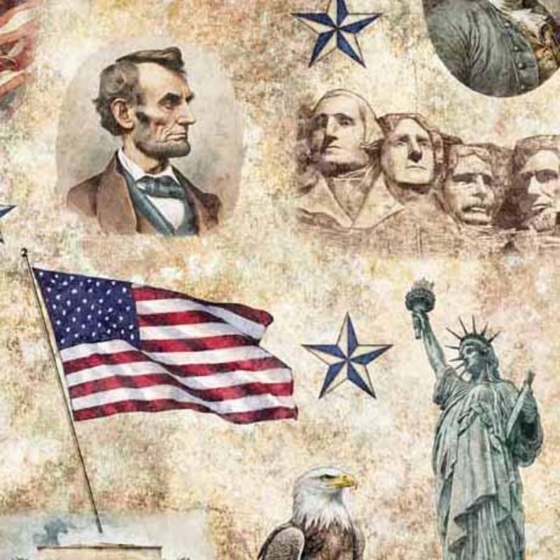 American Spirit Patriotic Vignette Tan