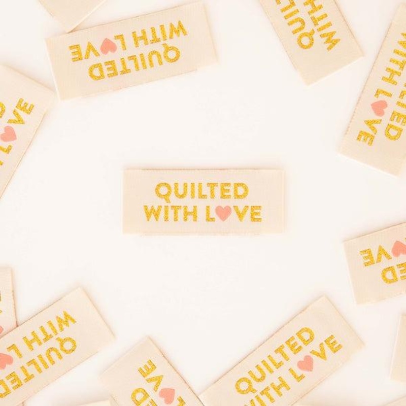 Quilted with Love Gold Woven Labels