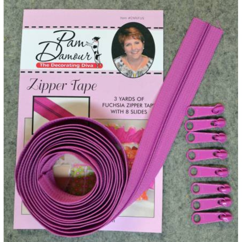 3 yards of Reversible Coil Zipper Tape with 8 Slides Fuchsia