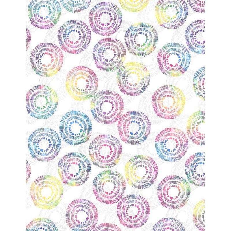 108″ Wide Circle Burst Multi on White