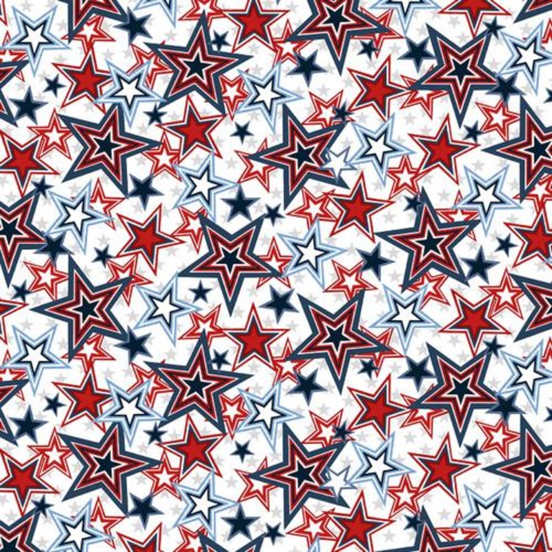 60″ Wide Patriotic Minky Stars White