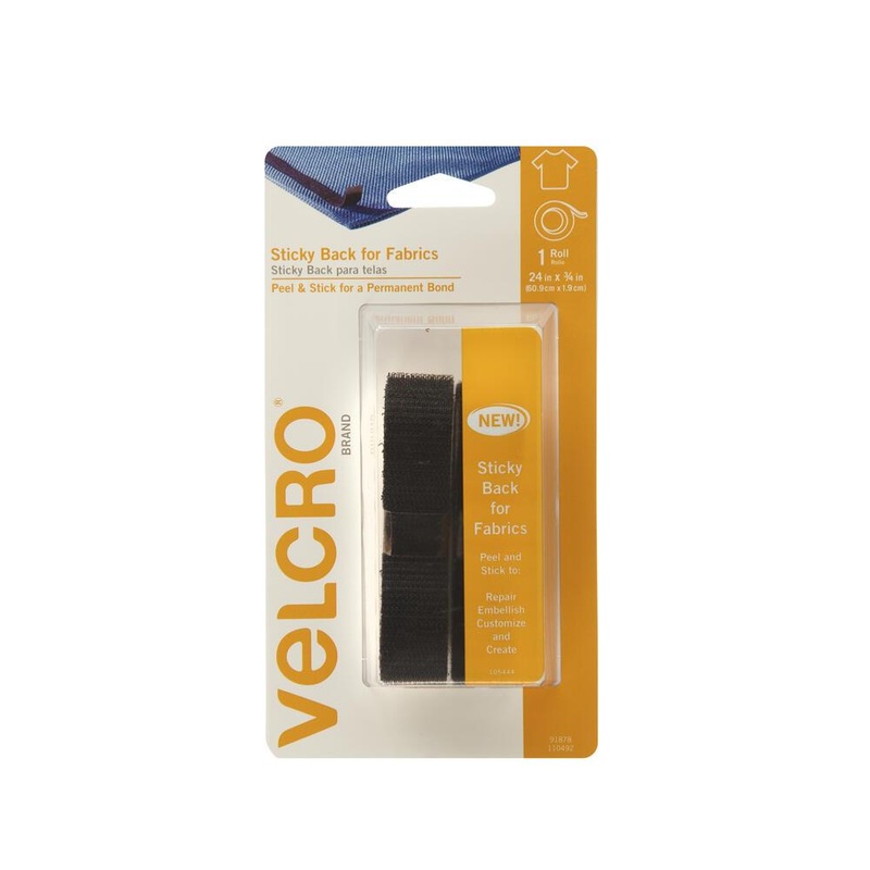 Velcro Brand Black Sticky Back Tape for Fabrics 24″ x 3/4″