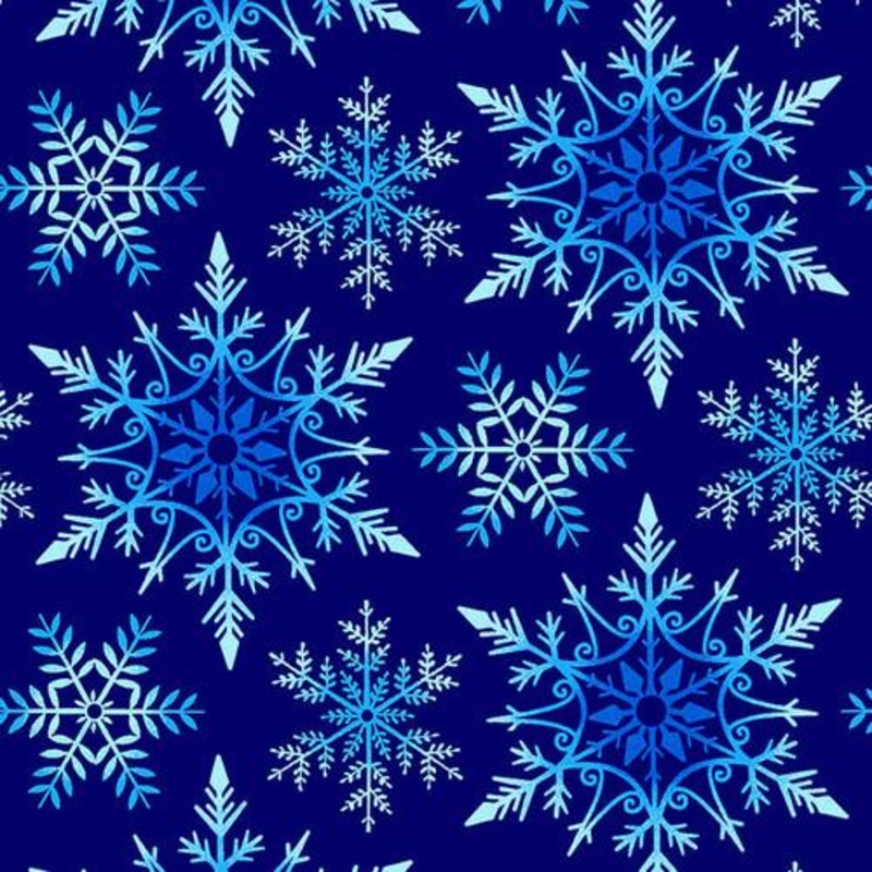 108″ Wide Crystal Frost Snowflakes Blue