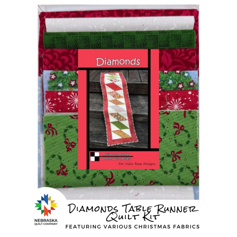 Diamonds Table Runner Kit Featuring Various Christmas Fabrics Version 3