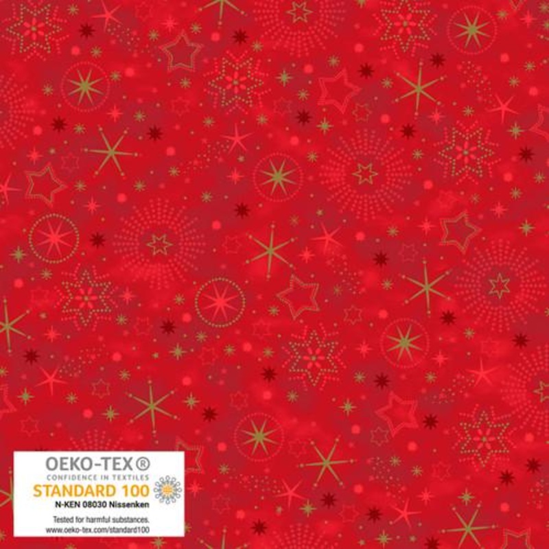 We Love Christmas Stars & Snowflakes Metallic Red