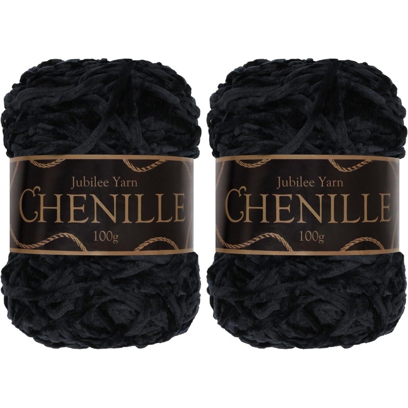 Chenille Yarn Worsted Weight 100g/cake – Onyx
