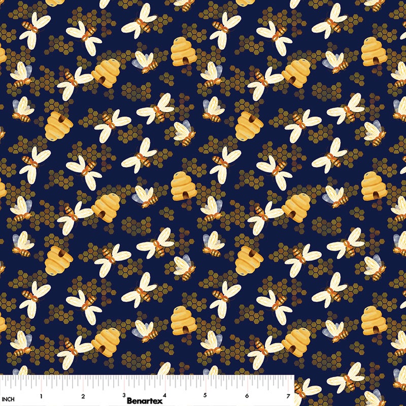 All KS NE Shop Hop 2025 Honey Bees Navy Blue