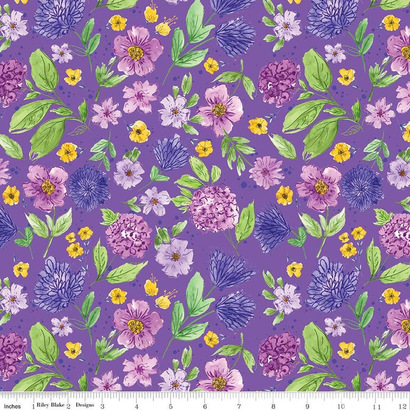 108″ Wide Plum Petals Floral Violet