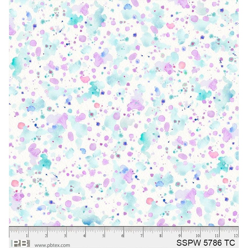 108″ Wide Sally’s Speckle Paint Splatter Teal Purple