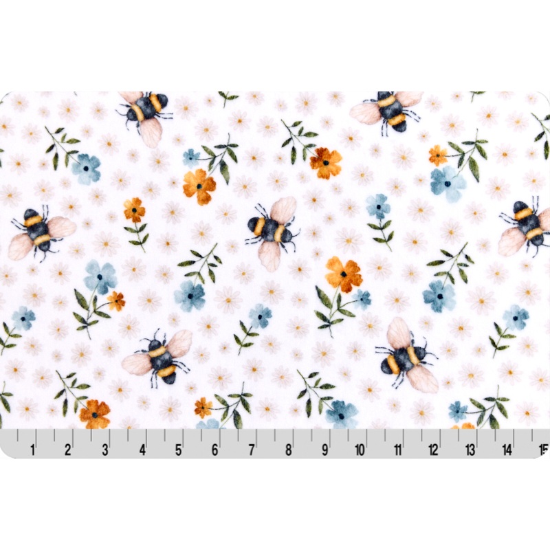 60″ Wide Bees and Blooms Cloud Cuddle Raindrop Multi