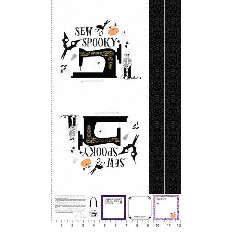 Mr. Bones Sews Canvas Tote Panel White