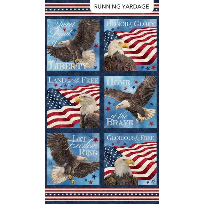 Stars & Stripes 13 Stonehenge Bald Eagle Squares Multi Panel 24″ X 40″