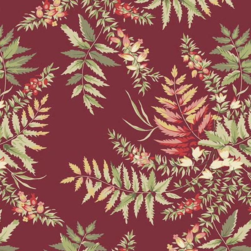 The Seamstress Fern Cranberry – 1 Yard Cut – Verified!