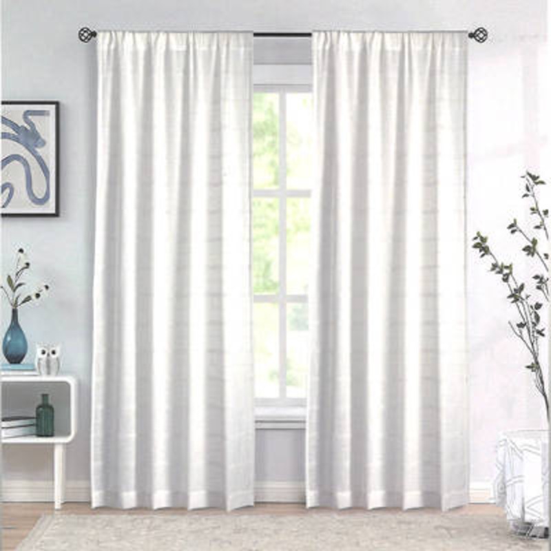 CARNABY STRIPE ROD POCKET PANEL – WHITE 001 WHITE