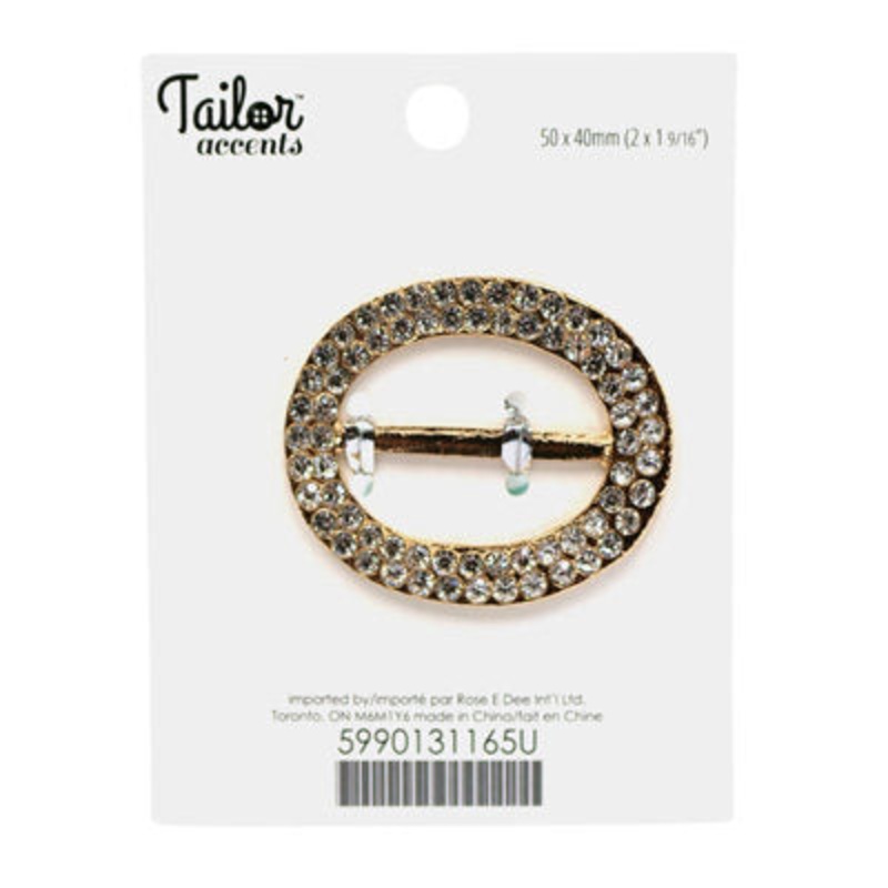 OVAL RHINESTONE BUCKLE 50MM*40MM Clear And Gold