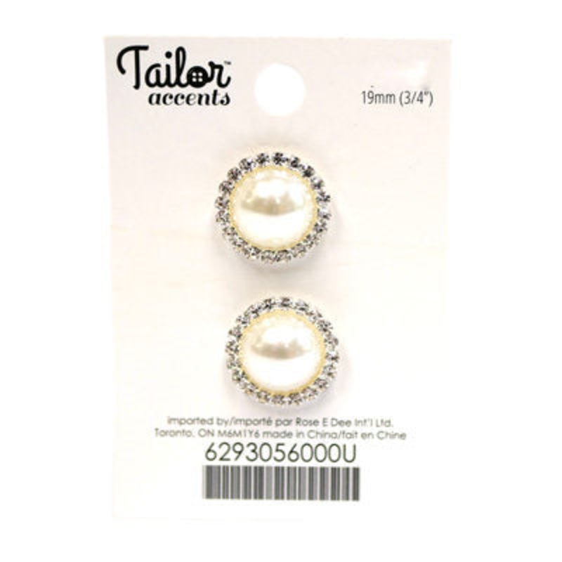 PEARL WITH RHINESTONE BORDER BUTTON 19MM Multi