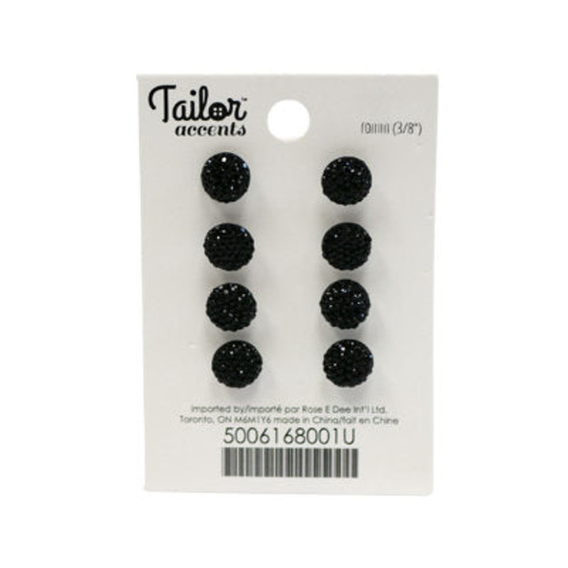 SMALL SPARKLE BUTTONS 10MM Black