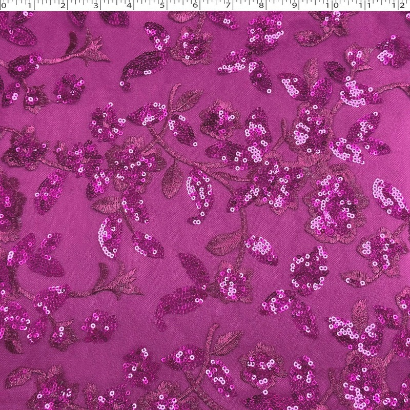 LUCIANA EMBROIDERED SEQUIN TULLE – FLORAL CLUSTERS 008 IVORY