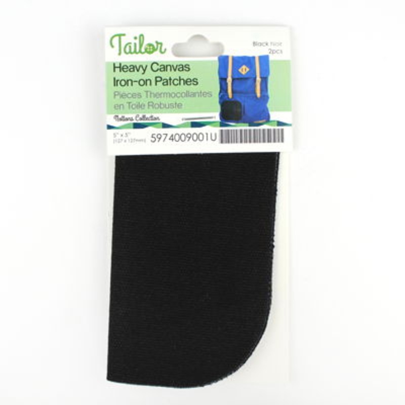 2 HEAVY CANVAS  IRON ON PATCHES 001 BLACK