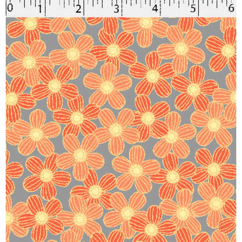 POESIE PRINTS – LINE DAISIES 007 TANGERINE