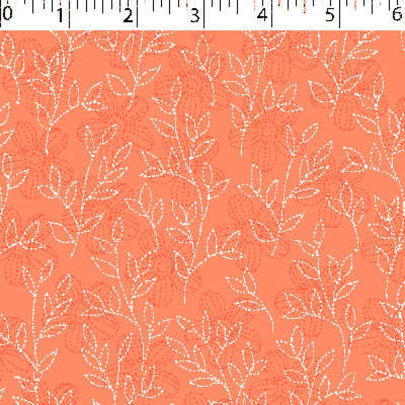 POESIE PRINTS – STITCHED LEAF 012 TANGERINE