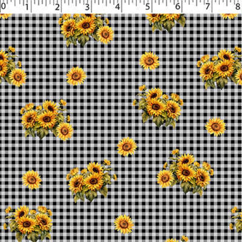 0649201 COUNTRY FARM – SUNFLOWER GINGHAM 007 BLACK