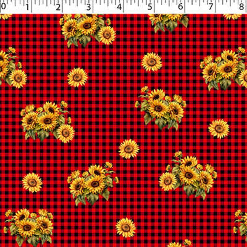 0649201 COUNTRY FARM – SUNFLOWER GINGHAM 008 RED