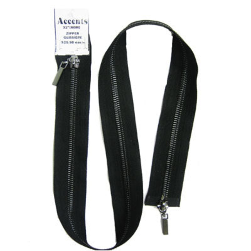 2-WAY SEPARATING ZIPPER 80CM 001 SHINY BLACK NICKEL TEETH/BLACK TAPE