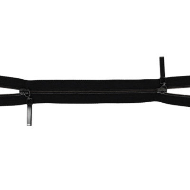 42″/106.5CM 2-WAY SEPARATING ZIPPER 001 SHINY BLACK NICKEL TEETH/BLACK TAPE