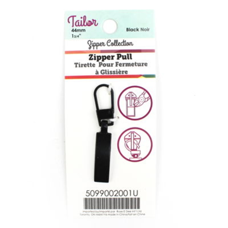 ZIPPER PULL 4.4CM 001 BLACK