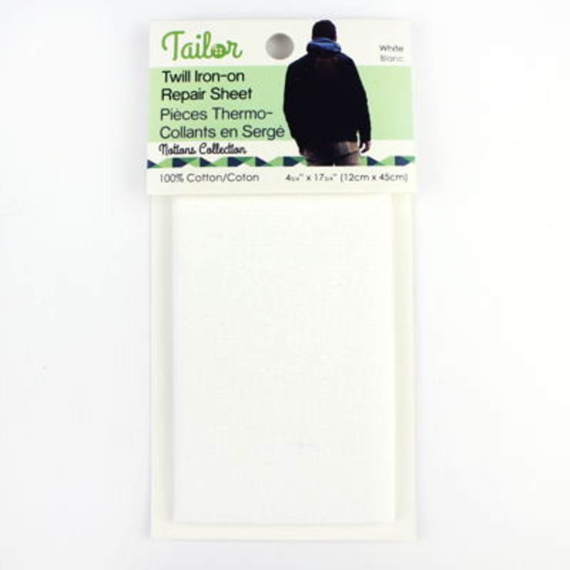 TWILL IRON ON REPAIR SHEET 000 WHITE