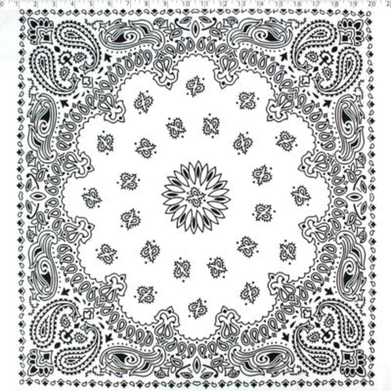 BANDANA PRINTS – 20″ ROUND 006 WHITE/BLACK