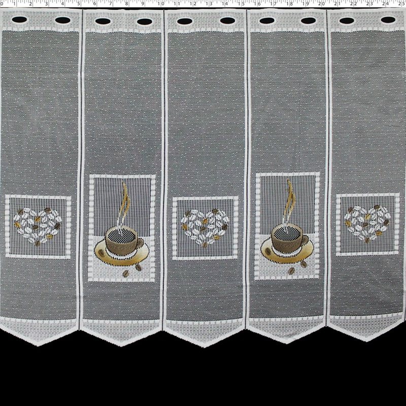 DRAPERY CAFE LACE 24″ COFFEEBEAN 000 WHITE