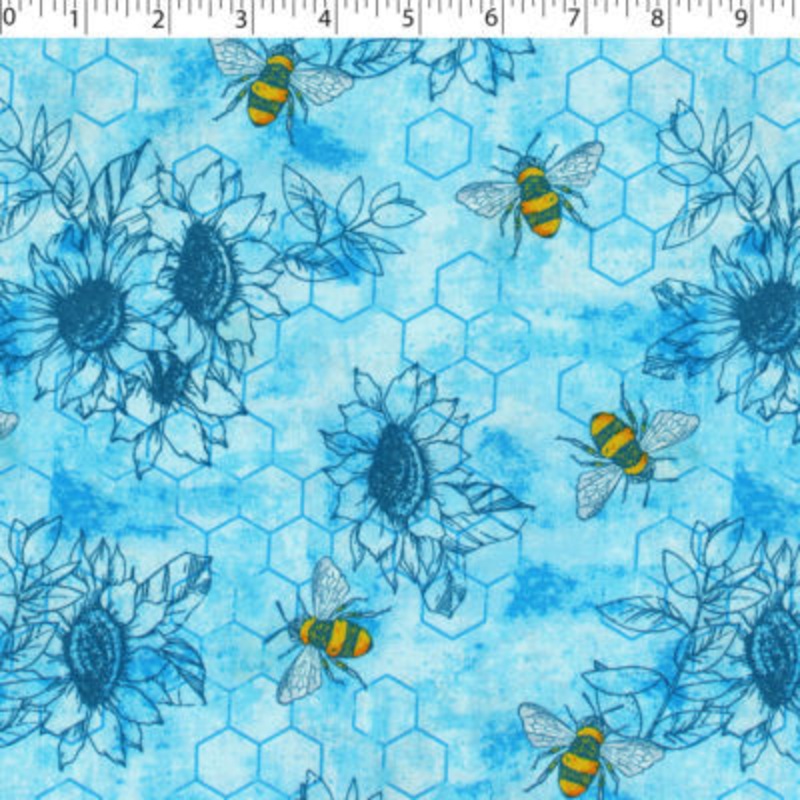 BUZZY BEES – SUNFLOWER BEES 004 BLUE