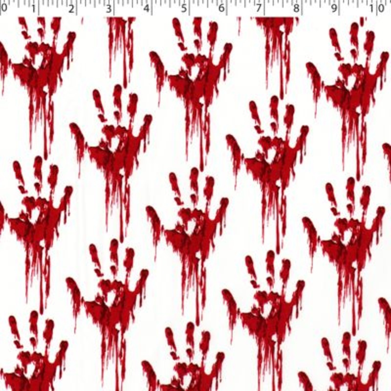 SEW SPOOKTACULAR PRINTS – BLOODY HAND 012 WHITE
