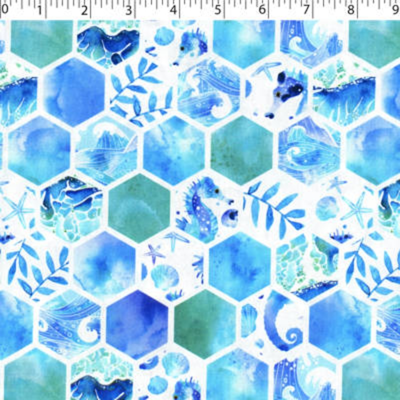 SEYCHELLE PRINTS – SEAHORSE TILE 002 649-1419 SEAHORSE TILE