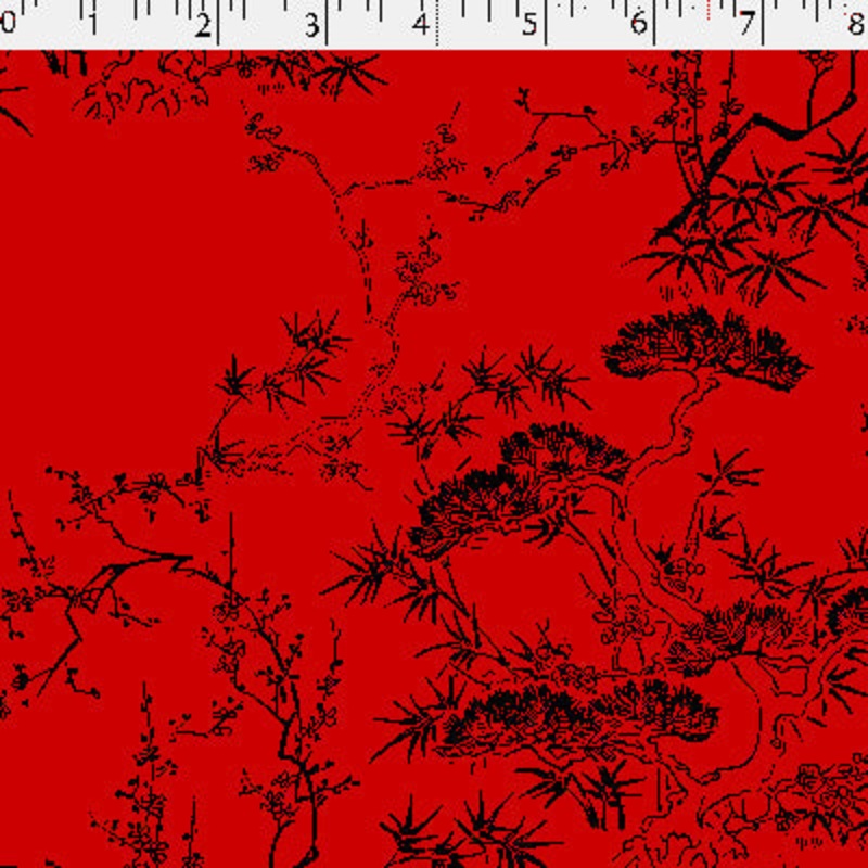 SOCIETY SATIN PRINTS – BONSAI CRIMSON