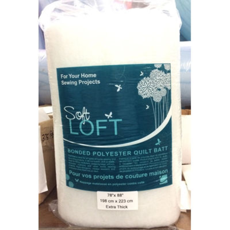 SOFTLOFT BONDED POLYESTER QUILT BATT EXTRA THICK 78″X88″ WHITE