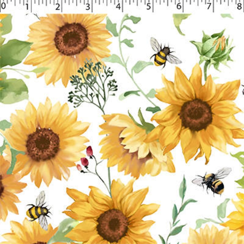SUNFLOWER MEADOW – SUNFLOWER BUZZ 001 WHITE