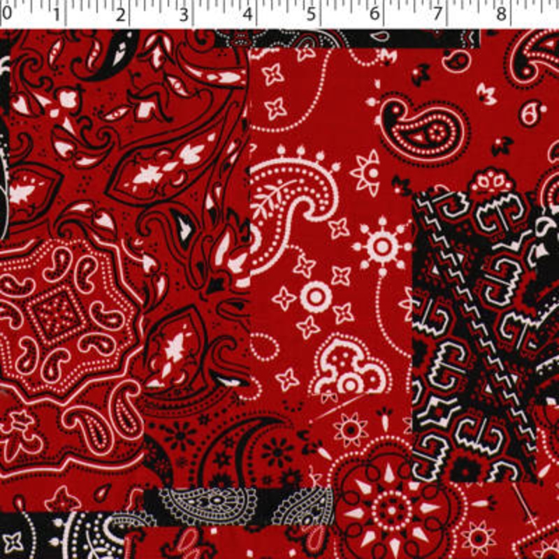 BANDANA PATCHWORK – PAISLEY MEDALLION 005 RED