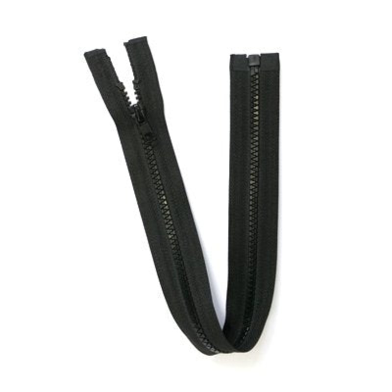 ONE WAY  OPEN END ZIPPER  MEDIUM WEIGHT  VISLON TEETH #5  16 INCH 001 BLACK