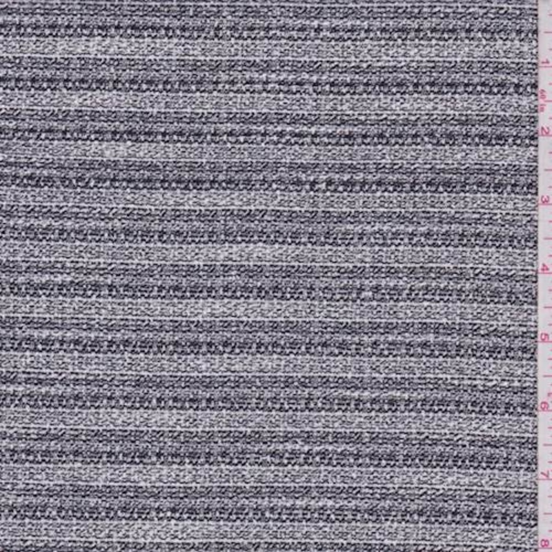 1 3/8 YD PC-White/Black Stripe Boucle Suiting Fabric
